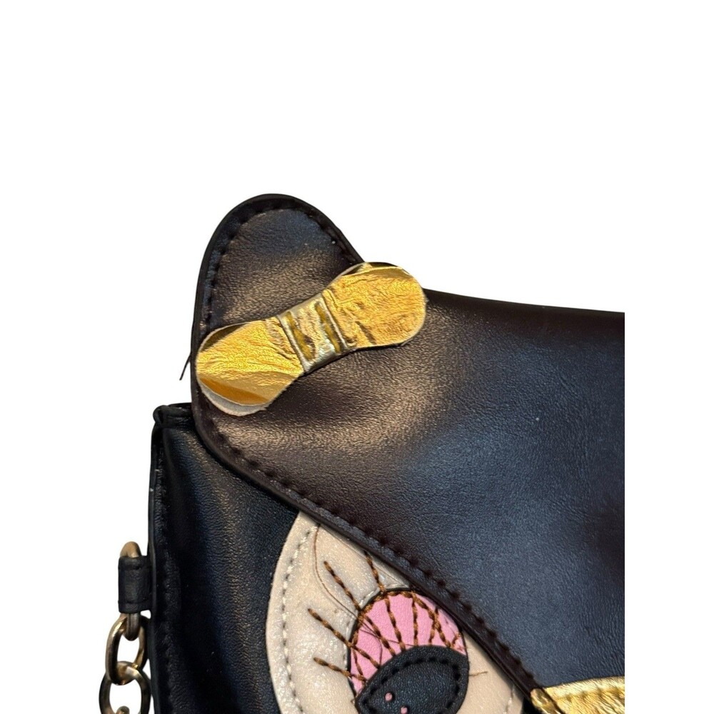 Cute Owl Purse Handbag Crossbody Black Embellished Adjustable Strap 8"x7" - Picture 4 of 10